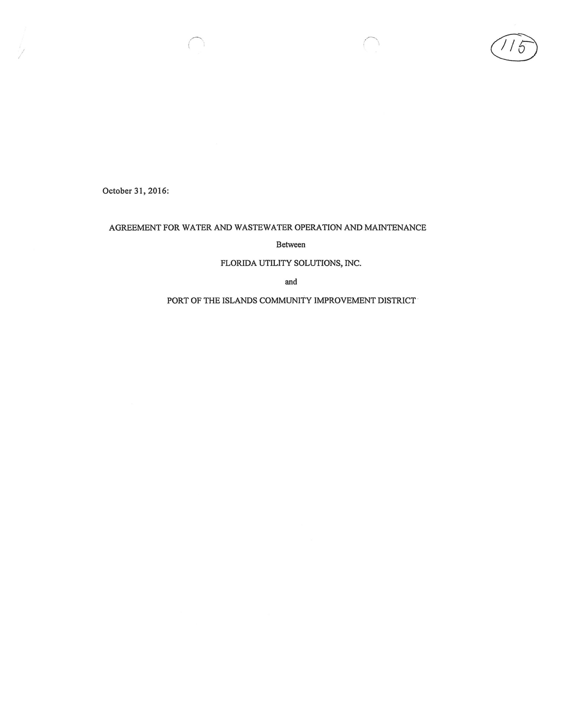 Florida Utility Solutions contract Port of the Islands