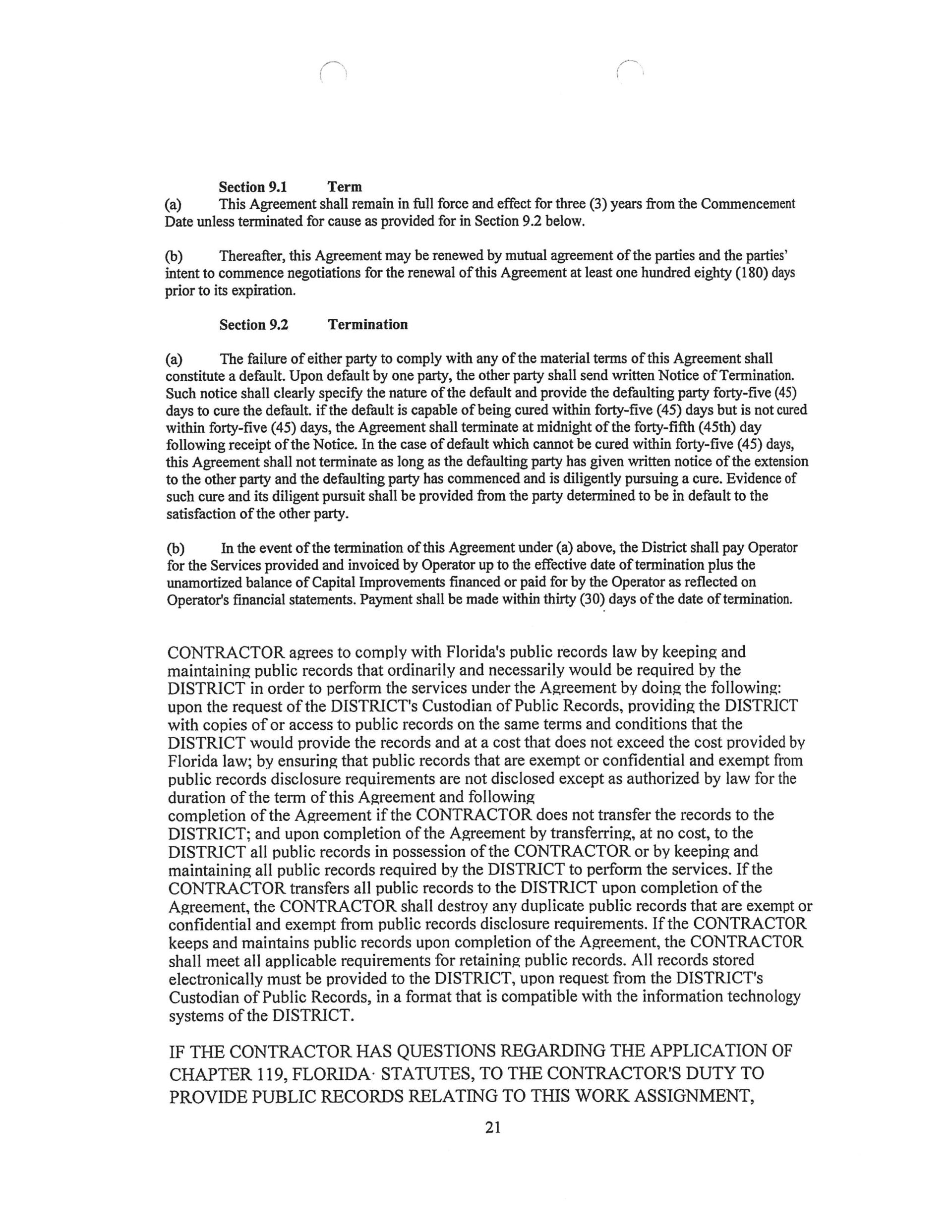 Florida Utility Solutions contract Port of the Islands