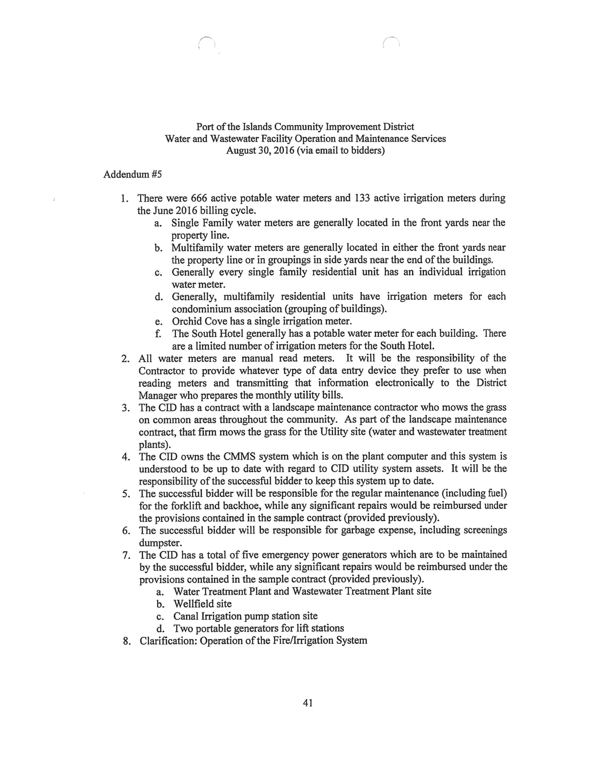 Florida Utility Solutions contract Port of the Islands