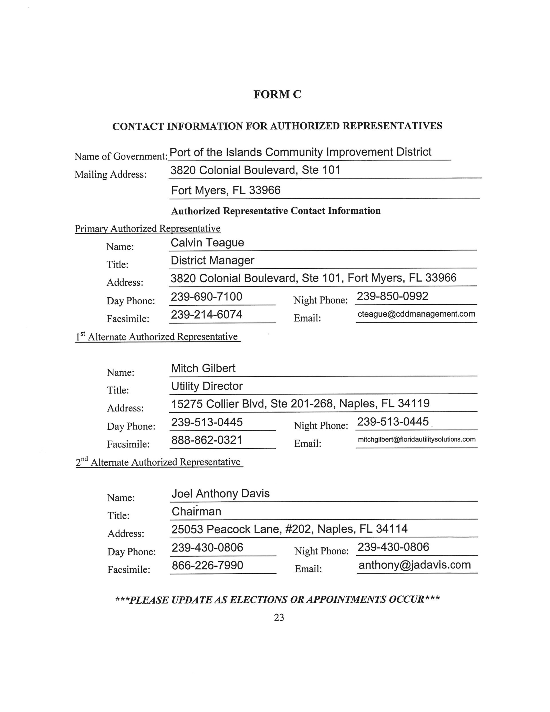 Statewide Mutual Aid Agreement form C