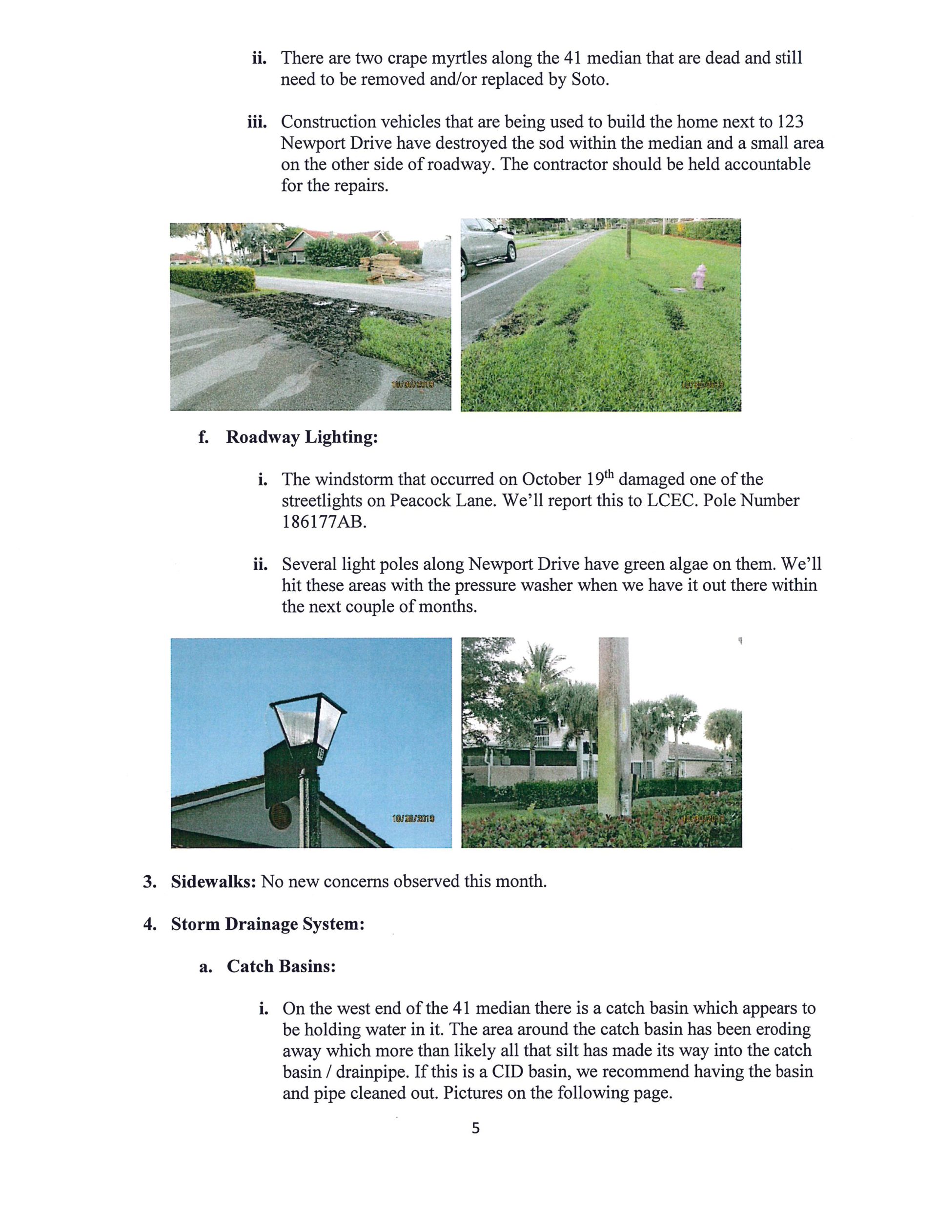 Port of the Islands Page 5 Field Manager Report November 2019