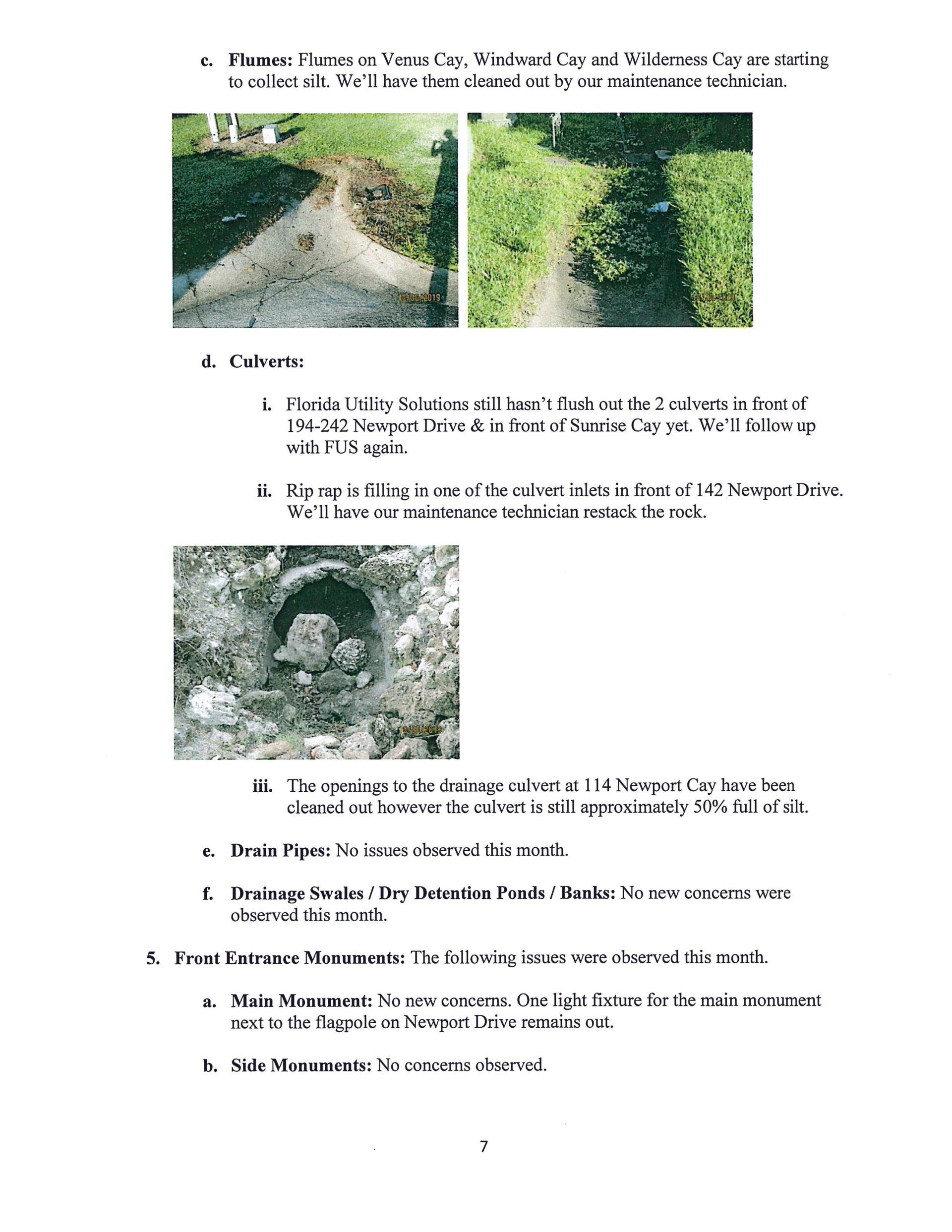Port of the Islands Page 7 Field Manager Report November 2019