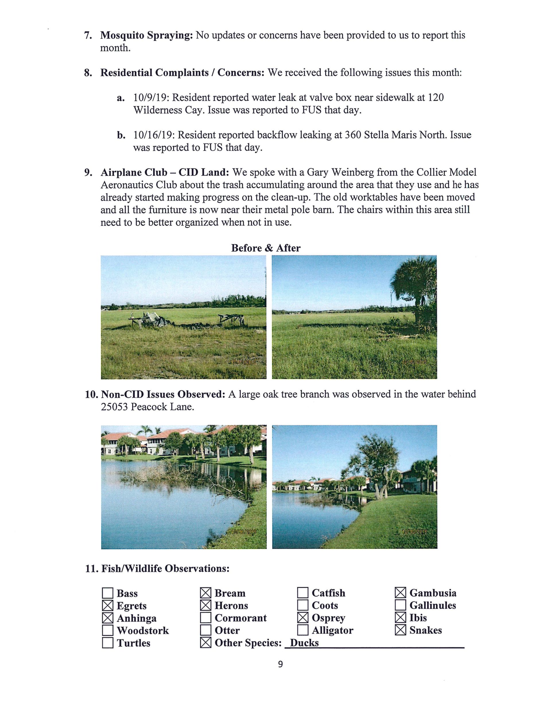 Port of the Islands Page 9 Field Manager Report November 2019