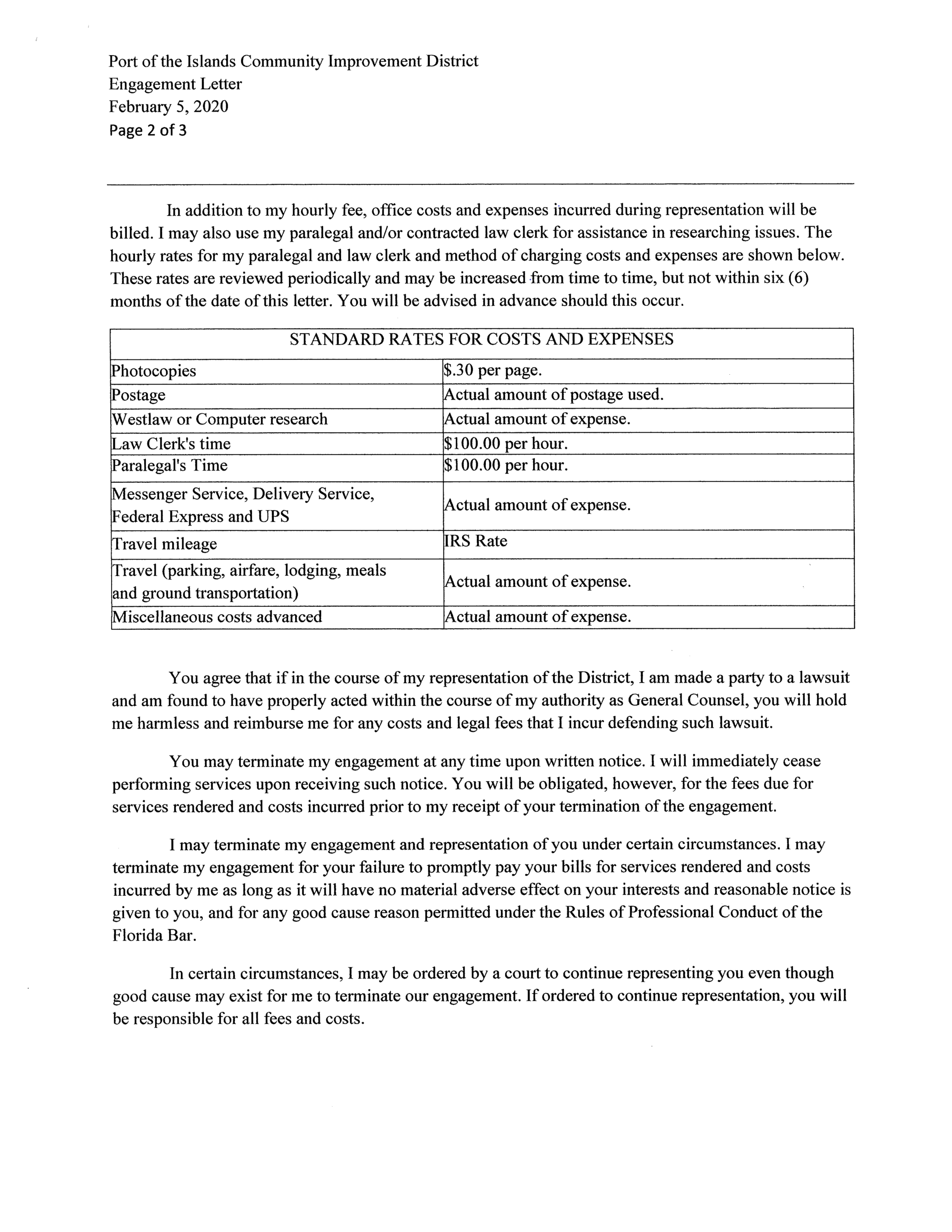 Attorney Letter requesting fee increase